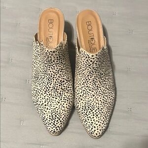 Women's Black and White Mules